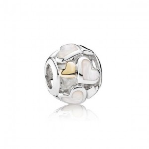 LXBOUTIQUE - Conta PANDORA Corações Madrepérola e Ouro 791879MOP